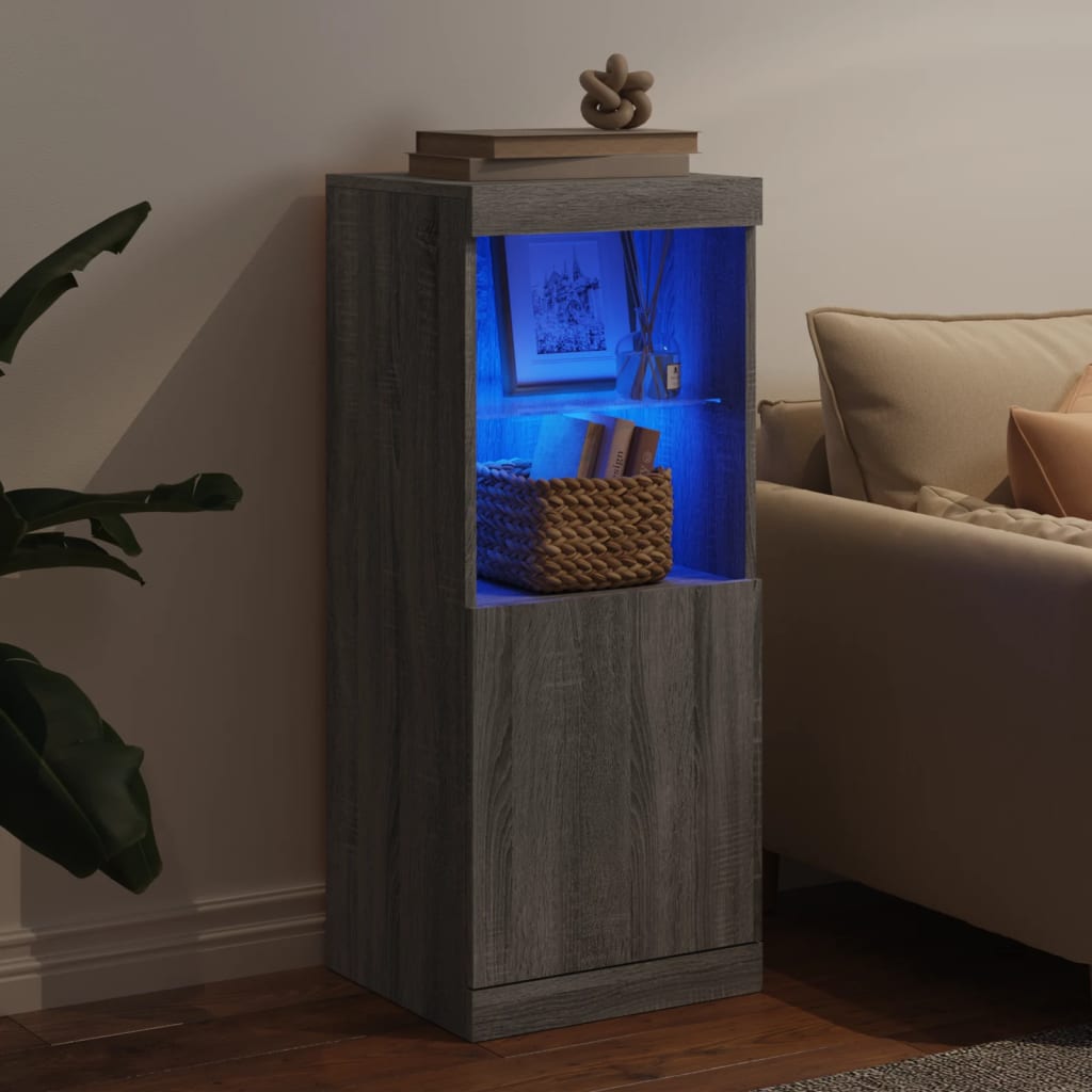 vidaXL Sideboard with LED Lights Grey Sonoma 41x37x100 cm 3