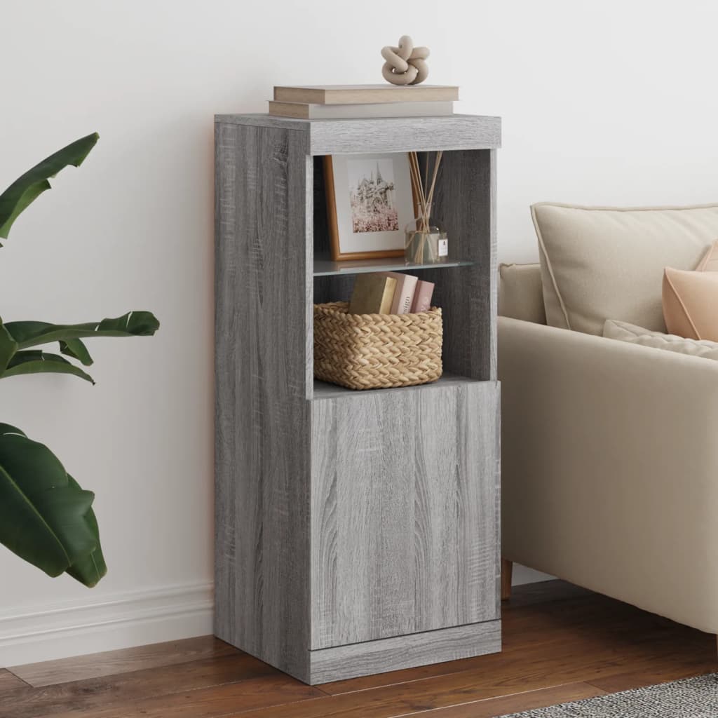 vidaXL Sideboard with LED Lights Grey Sonoma 41x37x100 cm 1
