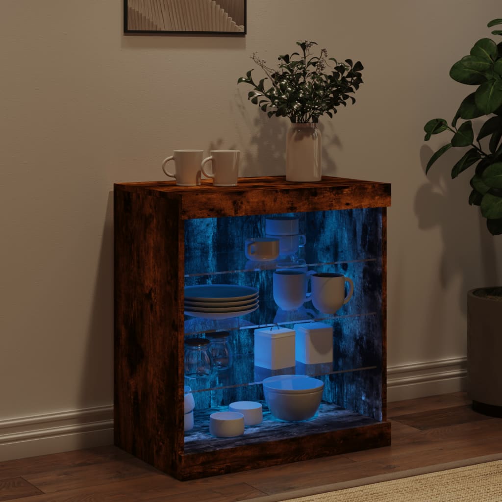 vidaXL Sideboard with LED Lights Smoked Oak 60.5x37x67 cm 3