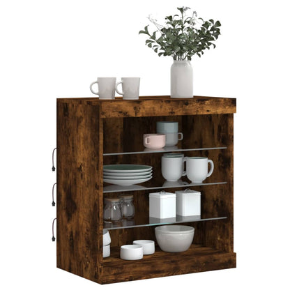 vidaXL Sideboard with LED Lights Smoked Oak 60.5x37x67 cm 4