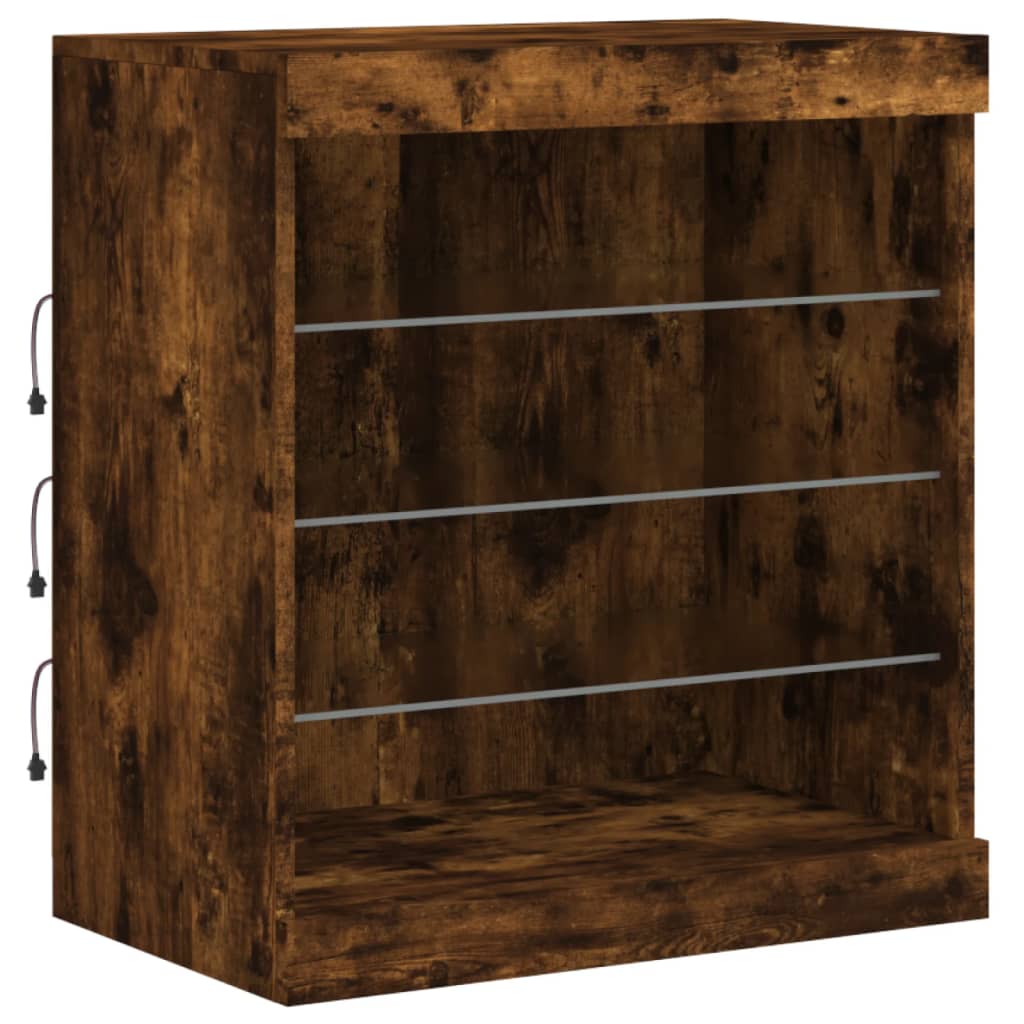 vidaXL Sideboard with LED Lights Smoked Oak 60.5x37x67 cm 5