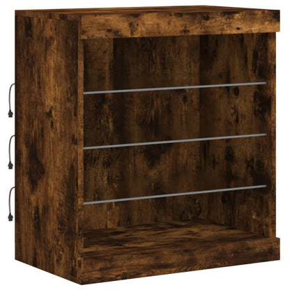 vidaXL Sideboard with LED Lights Smoked Oak 60.5x37x67 cm 5