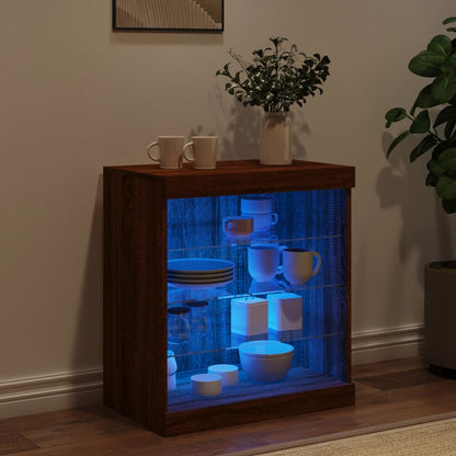 vidaXL Sideboard with LED Lights Brown Oak 60.5x37x67 cm 3