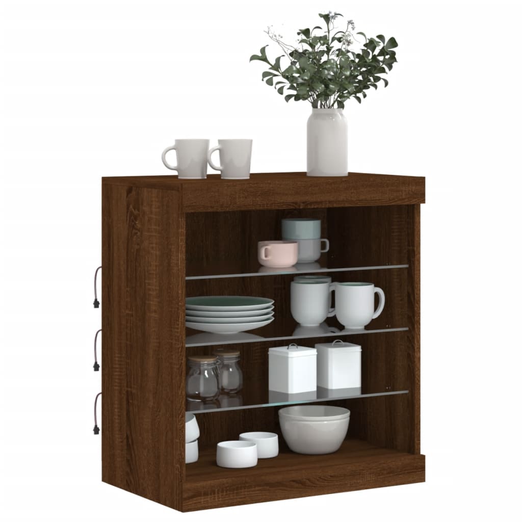 vidaXL Sideboard with LED Lights Brown Oak 60.5x37x67 cm 4
