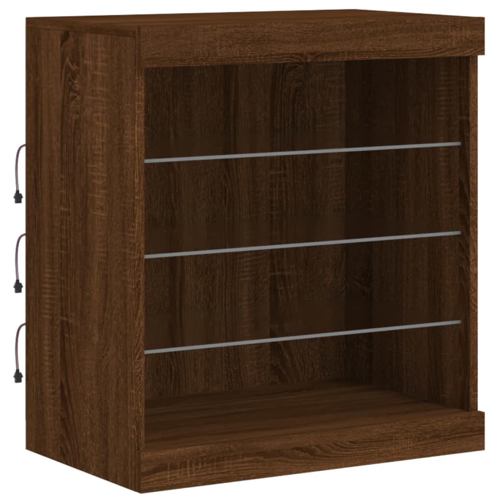 vidaXL Sideboard with LED Lights Brown Oak 60.5x37x67 cm 5