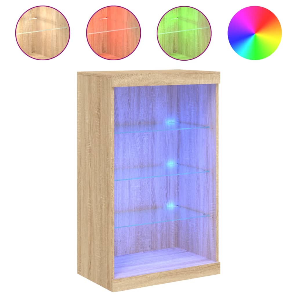 vidaXL Sideboard with LED Lights Sonoma Oak 60,5x37x100 cm 2