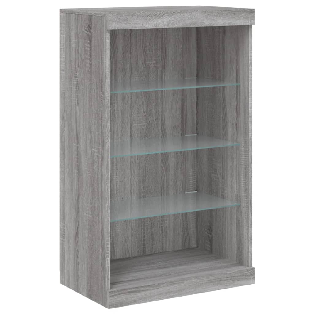 vidaXL Sideboard with LED Lights Grey Sonoma 60.5x37x100 cm 3