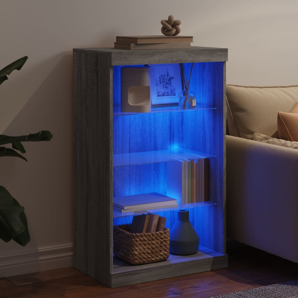 vidaXL Sideboard with LED Lights Grey Sonoma 60.5x37x100 cm 4