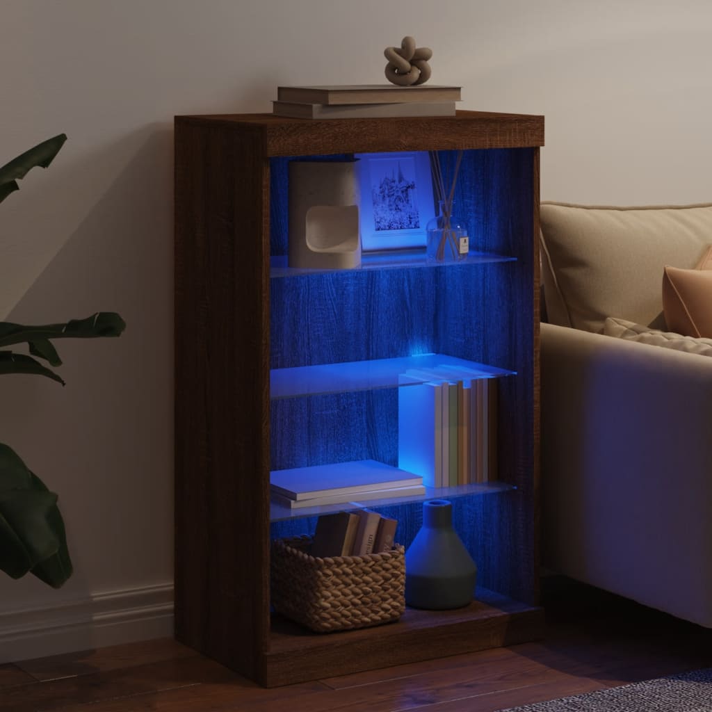 vidaXL Sideboard with LED Lights Brown Oak 60.5x37x100 cm 4