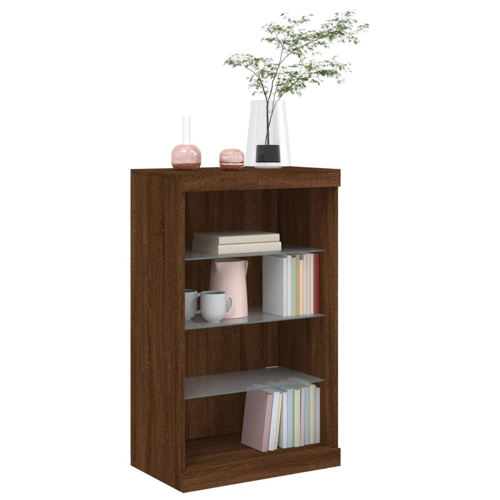 vidaXL Sideboard with LED Lights Brown Oak 60.5x37x100 cm 5