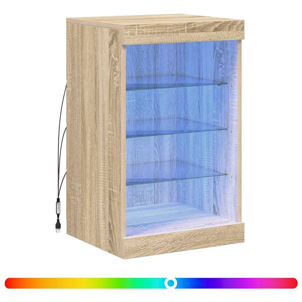 vidaXL Sideboard with LED Lights Sonoma Oak 41x37x67 cm 2