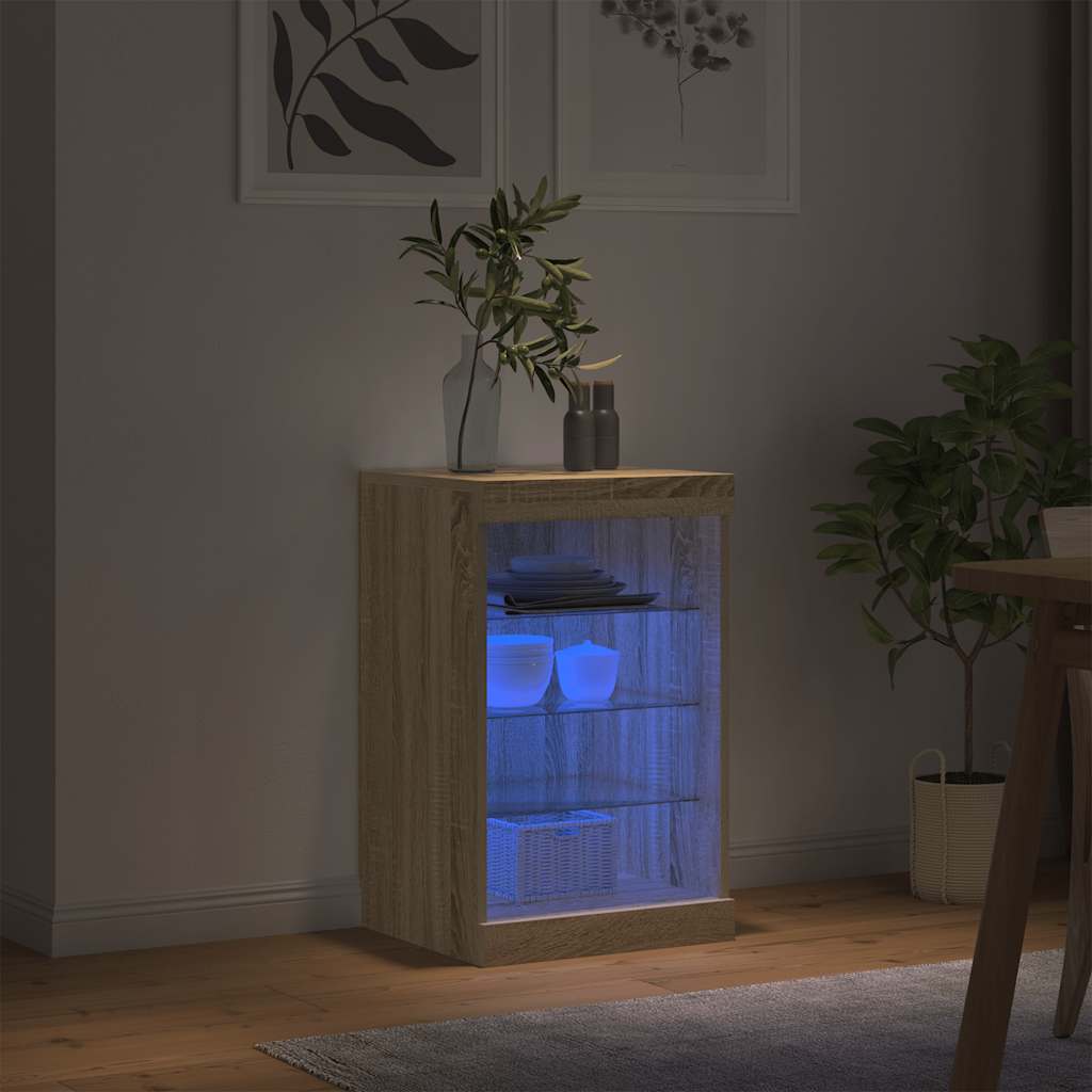vidaXL Sideboard with LED Lights Sonoma Oak 41x37x67 cm 4