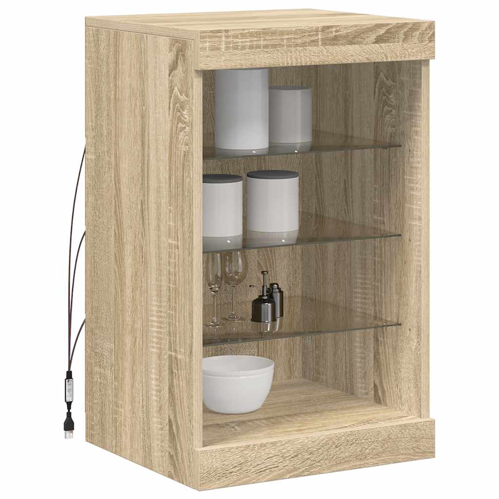 vidaXL Sideboard with LED Lights Sonoma Oak 41x37x67 cm 5