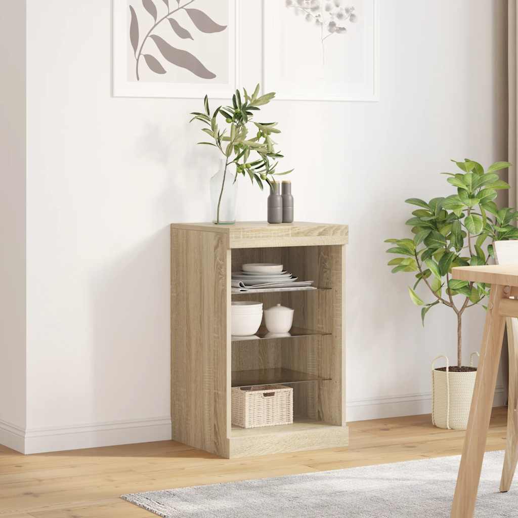 vidaXL Sideboard with LED Lights Sonoma Oak 41x37x67 cm 1