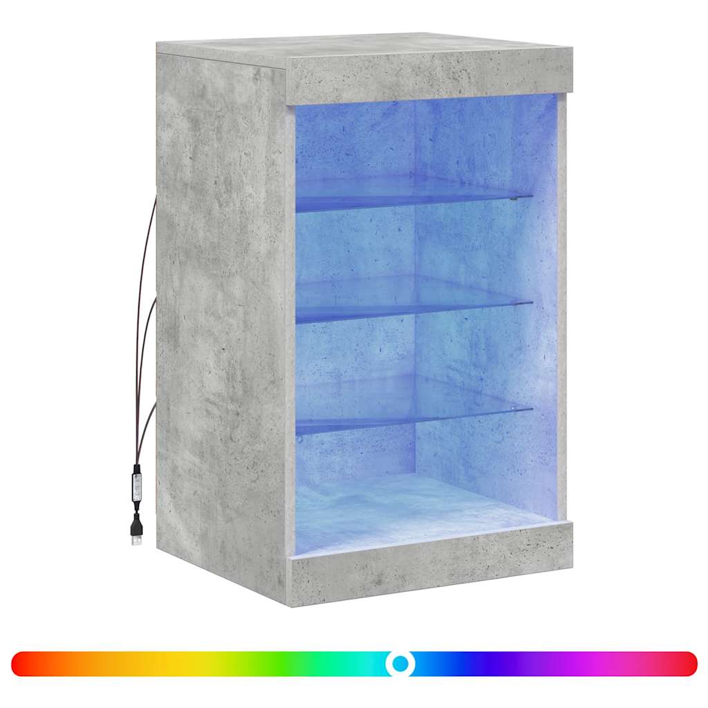 vidaXL Sideboard with LED Lights Concrete Grey 41x37x67 cm 2
