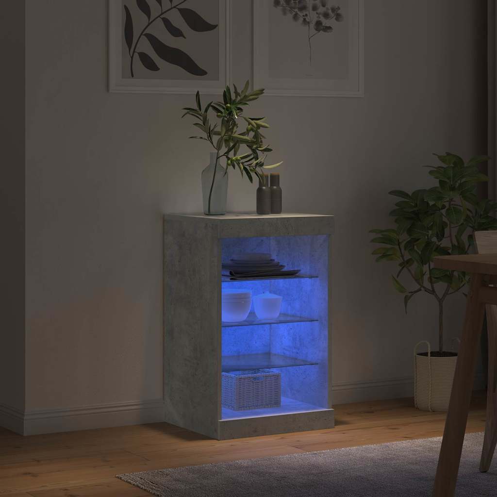 vidaXL Sideboard with LED Lights Concrete Grey 41x37x67 cm 4