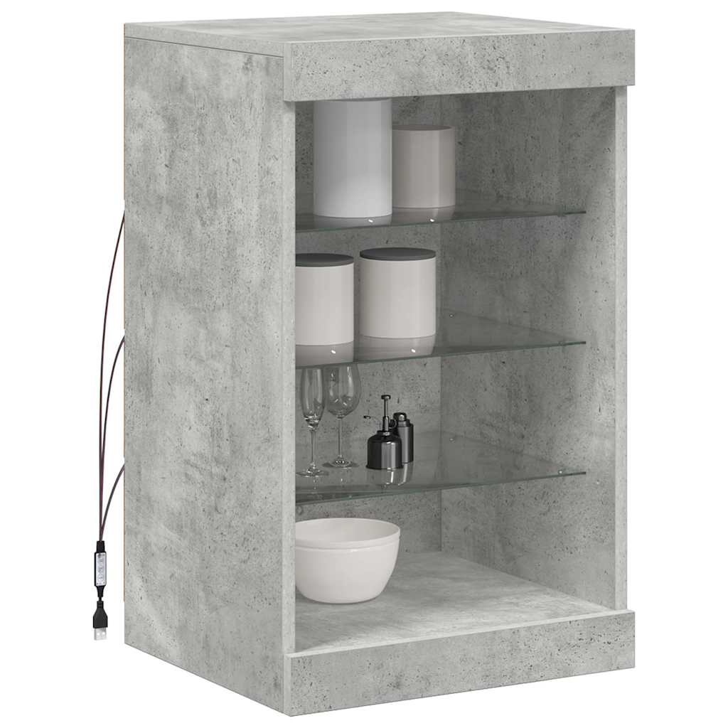 vidaXL Sideboard with LED Lights Concrete Grey 41x37x67 cm 5