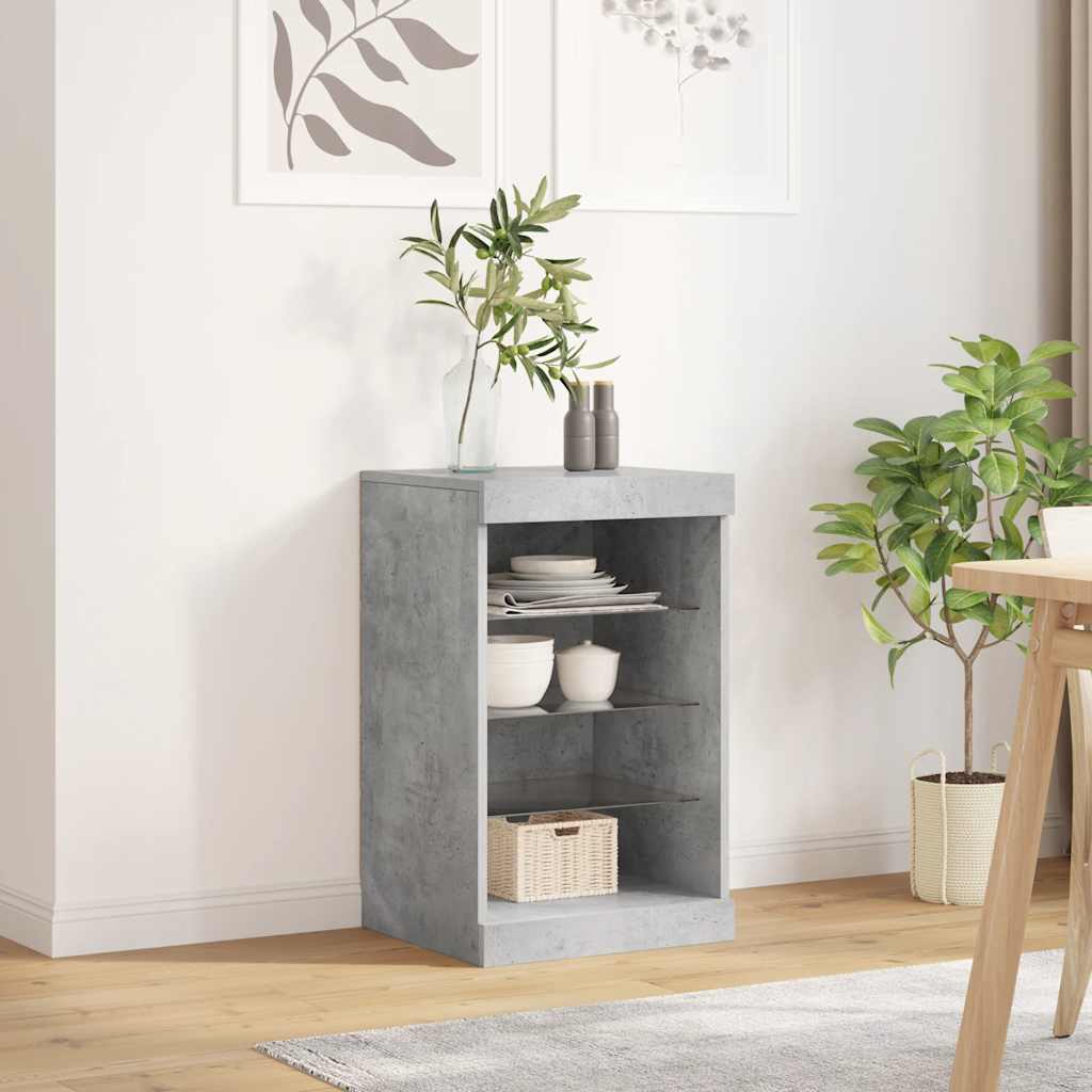 vidaXL Sideboard with LED Lights Concrete Grey 41x37x67 cm 1