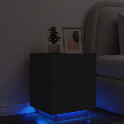 vidaXL Bedside Cabinet with LED Lights Engineered Wood