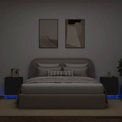 vidaXL Bedside Cabinet with LED Lights Engineered Wood