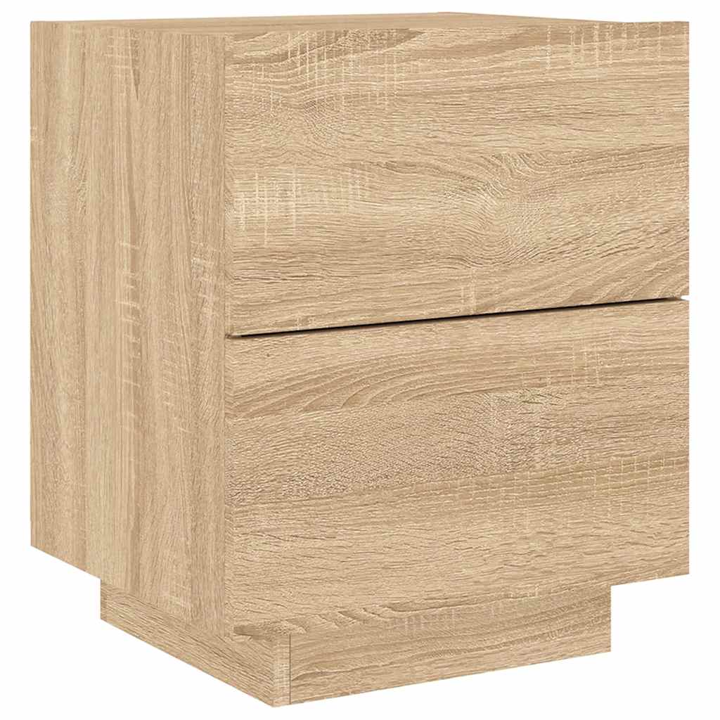 vidaXL Bedside Cabinet with LED Lights Sonoma Oak Engineered Wood 3