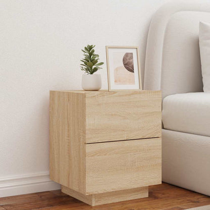 vidaXL Bedside Cabinet with LED Lights Sonoma Oak Engineered Wood 4