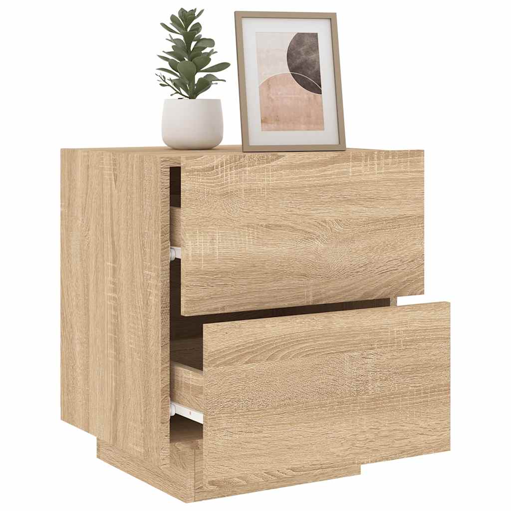 vidaXL Bedside Cabinet with LED Lights Sonoma Oak Engineered Wood 5