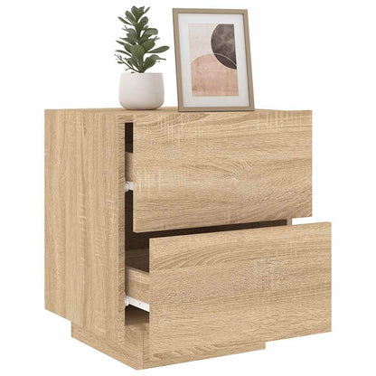 vidaXL Bedside Cabinet with LED Lights Sonoma Oak Engineered Wood 5