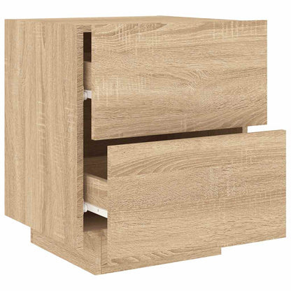 vidaXL Bedside Cabinet with LED Lights Sonoma Oak Engineered Wood 6