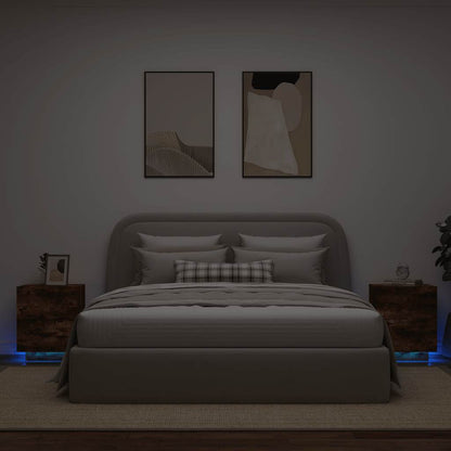 vidaXL Bedside Cabinet with LED Lights Engineered Wood