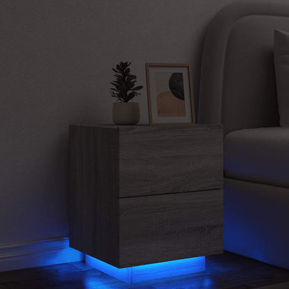 vidaXL Bedside Cabinet with LED Lights Engineered Wood