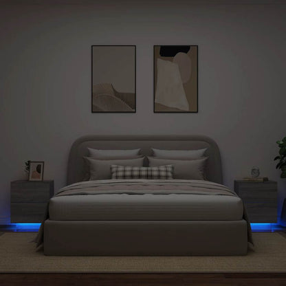 vidaXL Bedside Cabinet with LED Lights Engineered Wood
