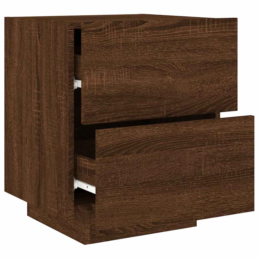 vidaXL Bedside Cabinet with LED Lights Brown Oak Engineered Wood 6