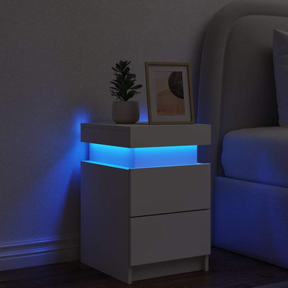 vidaXL Bedside Cabinet with LED Lights White 35x39x55 cm 4