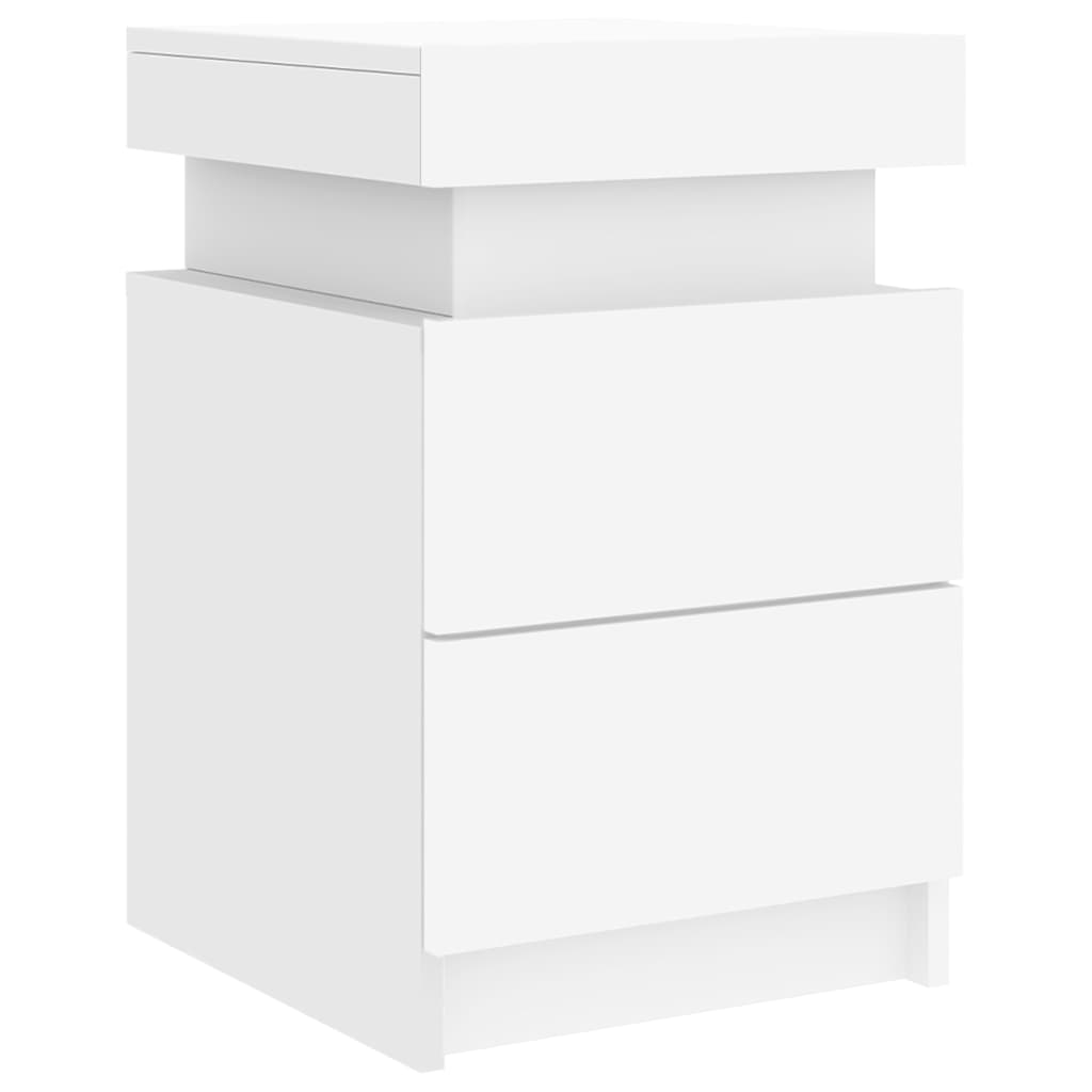 vidaXL Bedside Cabinet with LED Lights White 35x39x55 cm 5