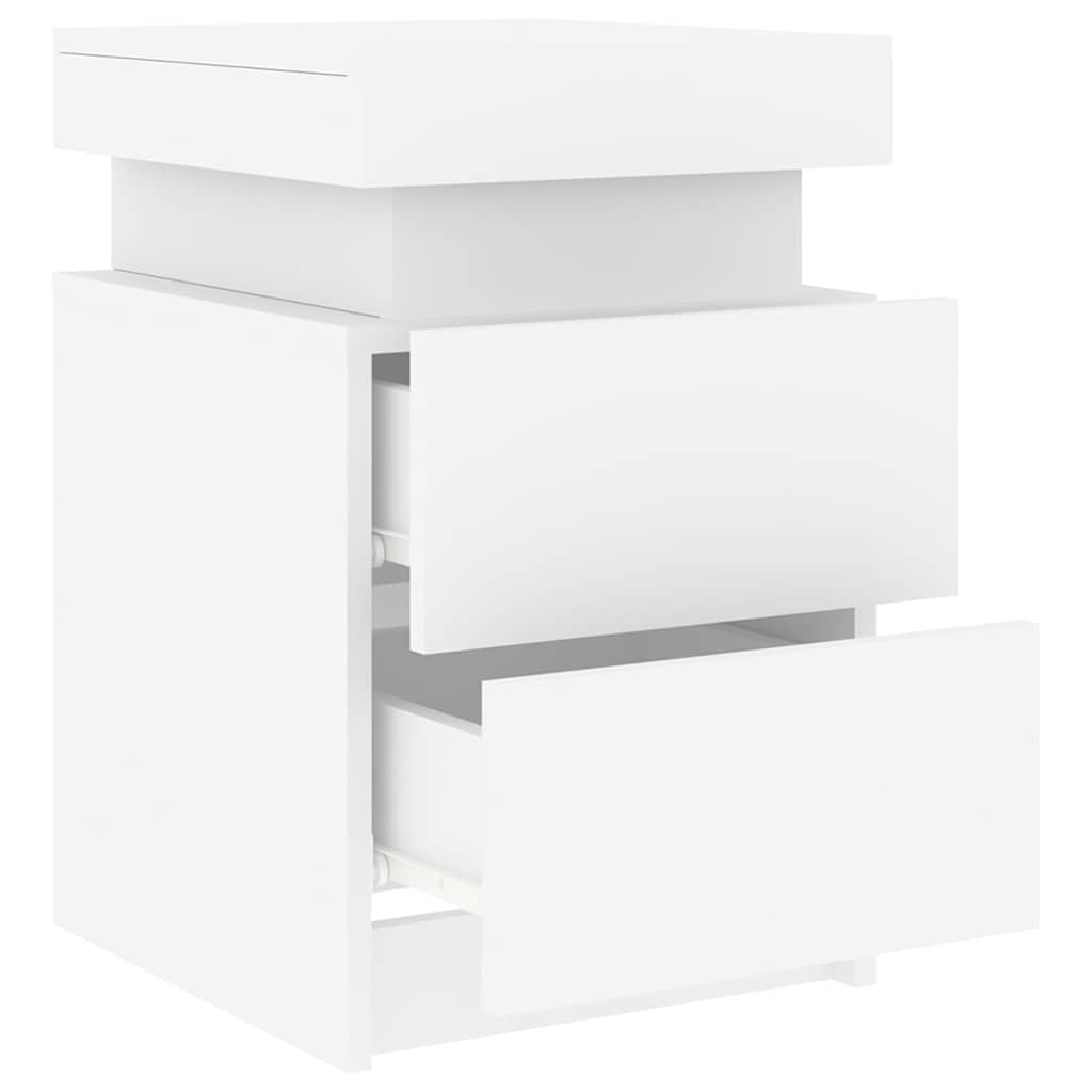 vidaXL Bedside Cabinet with LED Lights White 35x39x55 cm 6
