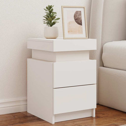 vidaXL Bedside Cabinet with LED Lights White 35x39x55 cm 1