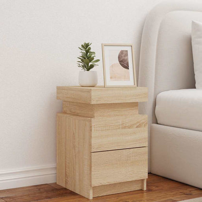 vidaXL Bedside Cabinet with LED Lights Sonoma Oak 35x39x55 cm 3