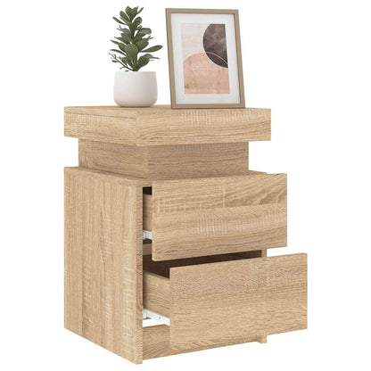 Bedside Cabinet with LED Lights 35x39x55 cm Sonoma oak