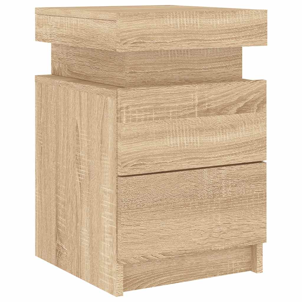vidaXL Bedside Cabinet with LED Lights Sonoma Oak 35x39x55 cm 5