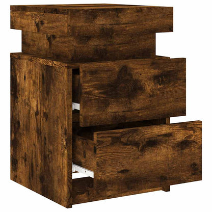 vidaXL Bedside Cabinet with LED Lights Smoked Oak 35x39x55 cm 6