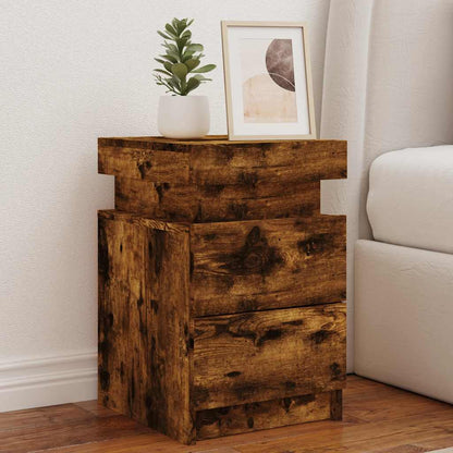 vidaXL Bedside Cabinet with LED Lights 35x39x55 cm