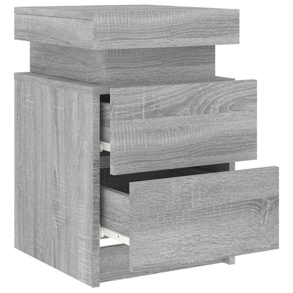 vidaXL Bedside Cabinet with LED Lights Grey Sonoma 35x39x55 cm 6