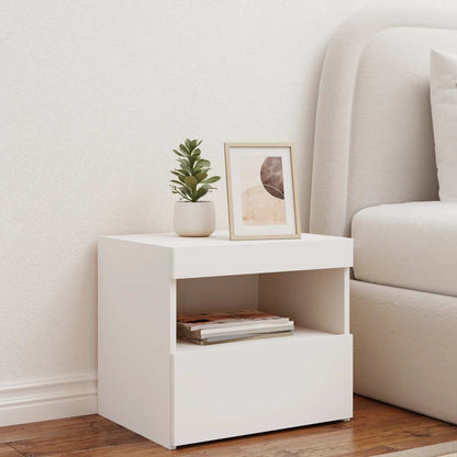 vidaXL Bedside Cabinet with LED Lights White 50x40x45 cm 3
