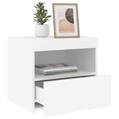 vidaXL Bedside Cabinet with LED Lights White 50x40x45 cm 5