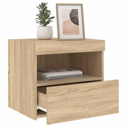 vidaXL Bedside Cabinet with LED Lights Sonoma Oak 50x40x45 cm 5