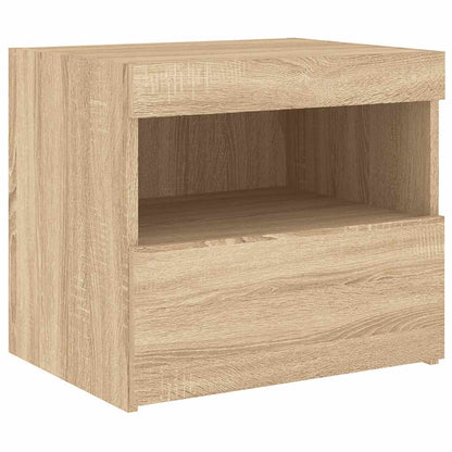 vidaXL Bedside Cabinet with LED Lights Sonoma Oak 50x40x45 cm 6