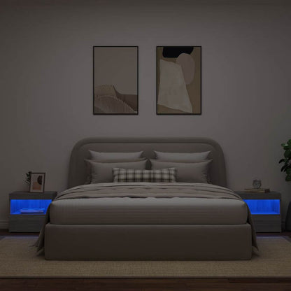 vidaXL Bedside Cabinets with LED Lights 2 pcs Grey Sonoma 50x40x45 cm 4