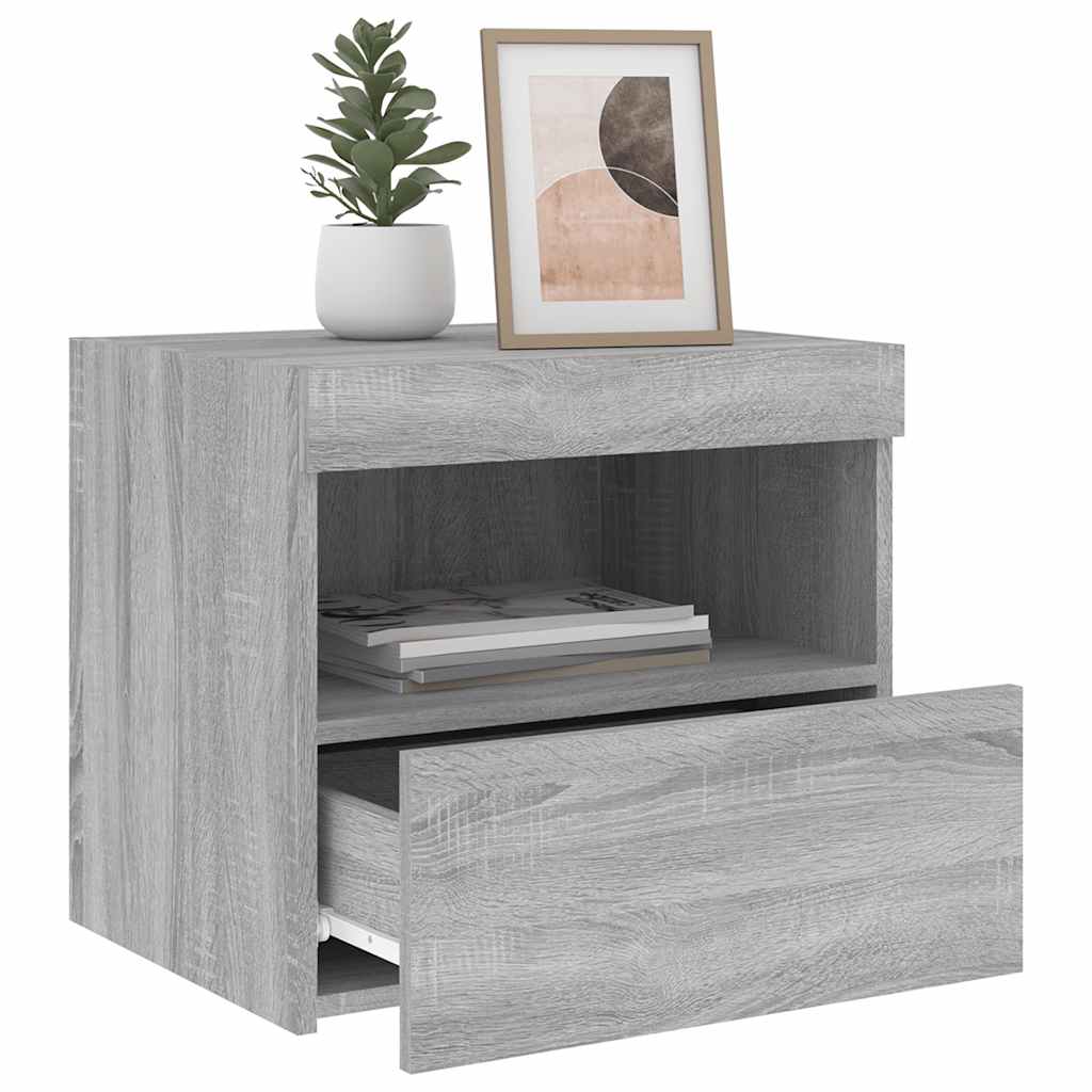 vidaXL Bedside Cabinets with LED Lights 2 pcs Grey Sonoma 50x40x45 cm 5