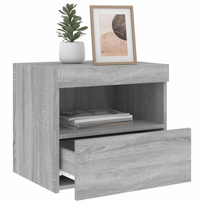 vidaXL Bedside Cabinets with LED Lights 2 pcs Grey Sonoma 50x40x45 cm 5